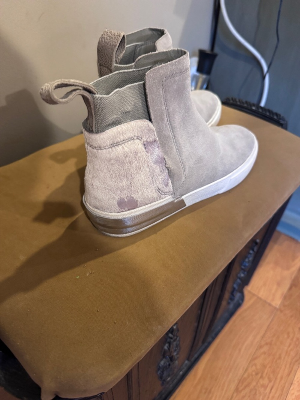 Dolce Vita Light Gray Suede Slip-On Ankle Sneakers